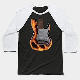 A Guitar On Fire Baseball T-Shirt